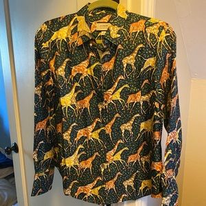 J. Crew Collection silk giraffe button down